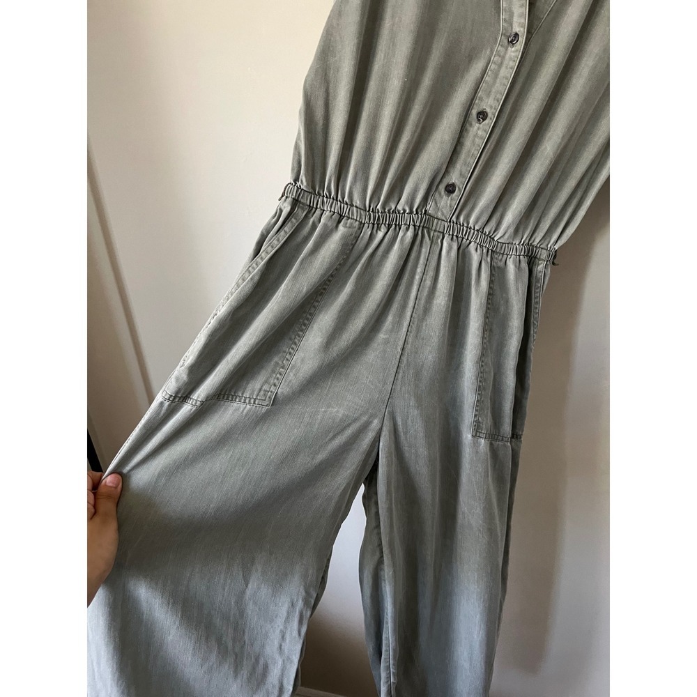Old Navy Womens Green Long Sleeve Button Front Elastic Waist Utility Jumpsuit S - Picture 3 of 11